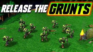 Release THE GRUNTS  Mass Grunt RUSH  WC3  Grubby [upl. by Yrrek]