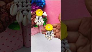 Handmade earrings for haldi💛😍 trending earrings diy ektascreativity youtubeshorts handmade [upl. by Adnahcir]