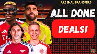 ALL ARSENAL DONE DEALS CONFIRMED SIGNINGS amp TRANSFER TARGETS SO FAR [upl. by Leirraj]