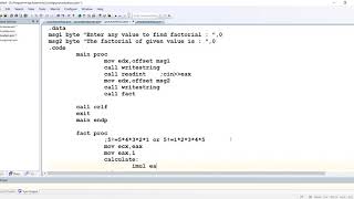 Assembly Language  Lecture 29  Procedures  Factorial  Power  Message Display [upl. by Uoliram]