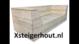 Steigerhout bank met schuine leuningen maken met een bouwpakket art 78 [upl. by Aterg]