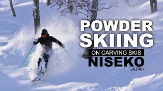 Powder Skiing on Carving skis in Niseko Japan [upl. by Eentruok]