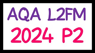 AQA Level 2 Further Maths  Practice Paper 2 2024 [upl. by Heisel]