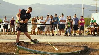 Farmers Golf competition in Switzerland  Red Bull Hornussen [upl. by Elleirad]