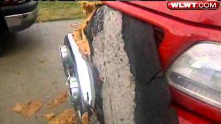 Storm Blows Roof Off Building Onto Cars [upl. by Limay]