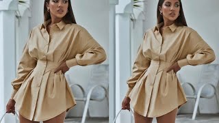 How to sew a pleated oversized shirt dress [upl. by Arama171]