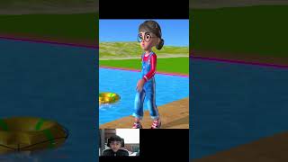 Scary Teacher 3D vs Swimming Across Water Tank With Plastic Bottle Challenge Tani Win shortsvideo [upl. by Adnuhsed]