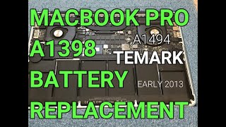 How to RemoveReplace a MacBook Pro Early 2013 A1398 A1494TEMARK Battery ReplacementReview [upl. by Ilagam126]