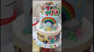 Two tier Cocomelon theme cake A toZ making video like share subscribecakedesigndecoration [upl. by Hailed]