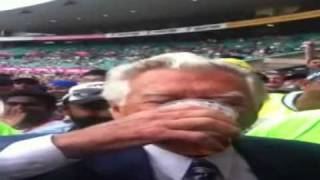 Bob Hawke sculls beer at SCG [upl. by Codi]