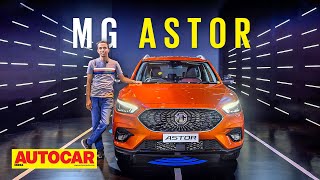 2021 MG Astor walkaround  All details on techloaded Creta rival  First Look  Autocar India [upl. by Elehcin]