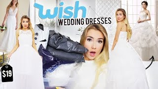 TRYING ON WEDDING DRESSES FROM WISHCOM [upl. by Kuehnel145]