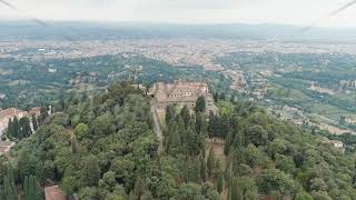 Florence Italy Convent San Francesco Nunnery on mountain Summer Stable Aerial View Point o [upl. by Names]