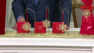 Lenox Set of 3 10K Gold Plated Snowflake Ornaments with Gift Boxes on QVC [upl. by Ylekalb]