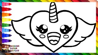 Dessiner Et Colorier Un Cœur De Licorne Mignon 🦄❤️🌈 Dessins pour Enfants [upl. by Jasper]