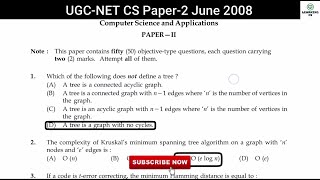 June 2008  UGC NET Computer Science Solved Paper  J8708  NTA UGC NET [upl. by Kora490]