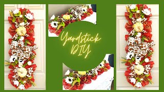 FALL YARDSTICK DOOR SWAG CENTERPIECE GARLAND DIY🧡 EASY amp INEXPENSIVE FALL HOME DECOR WOODLAND RUFFLE [upl. by Flavius]