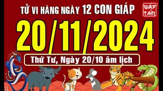 Tử vi ngày mới Thứ Tư 20112024 của 12 con giáp chuẩn xác nhất Bản Full tuvihangngay [upl. by Concettina527]