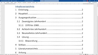 Word Inhaltsverzeichnis erstellen in 1 Minute  Tutorial automatisch Nummerierung Seitenzahlen [upl. by Aklam]