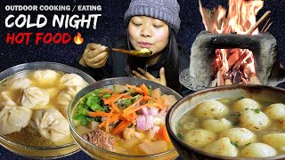 Outdoor Cooking amp Eating  Winter Special Hot Food  Eating Rildok Soup Momo Soup Noodle  Mukbang [upl. by Carolle]