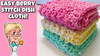 EASY CROCHET Berry Stitch Dishcloth Tutorial  MakeitPremier [upl. by Oludoet]