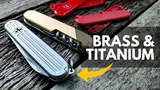 Swiss Army Knife Brass and Titanium Scale Swaps [upl. by Lancey350]