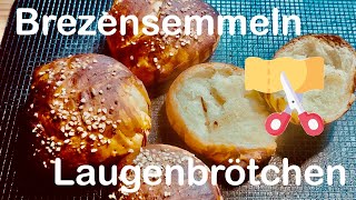 Brezensemmeln Laugenbrötchen pretzel buns aus FertigHefeteig mit Schere schneiden👍 [upl. by Eenal945]