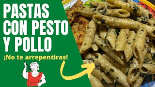 Deliciosa receta de PASTAS CON PESTO y pollo apanado  Comida saludable y fácil [upl. by Horbal]