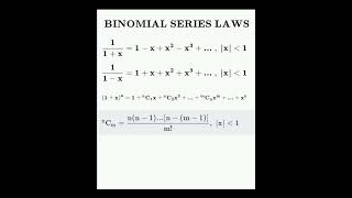 Binomial Series Laws binomialtheorem binomialdistribution series Binomial [upl. by Ecneralc]