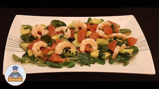 Salade de crevettes avocat et pamplemousse rosé Une recette colorée [upl. by Hebner]