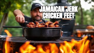 Jamaican Jerk Chicken Feet Recipe  BBQ Pit Boys [upl. by Ujawernalo359]