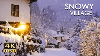 4K HDR Snowy Village  Peaceful Snowing at Dusk  Winter in Bulgaria  Relaxing Snowfall Video [upl. by Joelynn864]