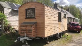 Tiny house shepherds hut  Tour 2023  Off grid solar external shower compost toilet box bed [upl. by Sergius]