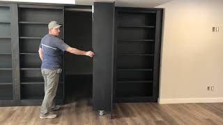 Custom Hidden DoorBookcase Secret Room  Mustang Woodworking [upl. by Smith63]