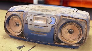 Restoration Old Vintage SHARP Stereo Radio CD Player  Restore Discarded Boombox AMFM Radio [upl. by Annal]