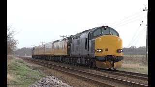 The 1Q64 at Rushey Sidings level Crossing with 37612 and 37610 [upl. by Aleta]