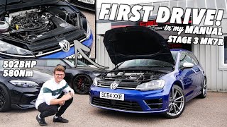 FIRST DRIVE in my 500BHP BIG TURBO Manual MK7 Golf R [upl. by Yelhsa990]