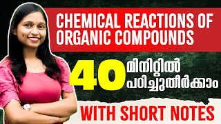 SSLC Chemistry  Chemical Reactions of Organic Compounds Full Chapter with Short Notes Exam Winner [upl. by Adekram]