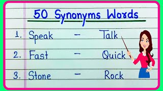 50 Synonyms words in English  What is Synonyms of  Common Synonym Words  Useful Synonyms Words 50 [upl. by Erny]