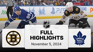 NHL Highlights  Bruins vs Maple Leafs  November 05 2024 [upl. by Hunsinger25]