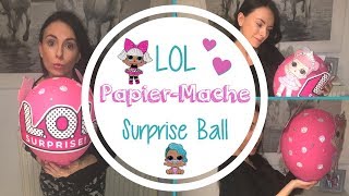 GIANT LOL SURPRISE BALL  Balloon Papiermache  DIY  Birthday Present [upl. by Eliseo]