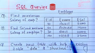 Top SQL Queries for Interview  Must Do SQL Interviews Queries [upl. by Eceinej]