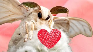 Poodle Moth Silkworm Moth CLOSEUP Cute Bombyx mori [upl. by Ennovy]