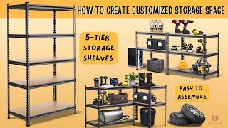 How to Assemble 5Tier Storage Shelves  Easy Shelf Installation Tutorial [upl. by Alyos]