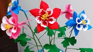 How to make Paper Flowers Columbine \ Aquilegia Flower  81 [upl. by Sirovart]