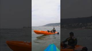 While traveling in the sea our kayak capsized ytshorts latestpost trending kayak vizagbeach [upl. by Enelie362]