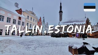 Winter Wonderland in Tallinn Estonia  4K Walking Tour of the Enchanting Old Town [upl. by Nicholle]