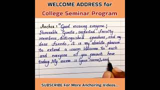 Welcome Address Anchoring Script for COLLEGE SEMINAR shorts seminar anchoring anchor college [upl. by Nitsud]