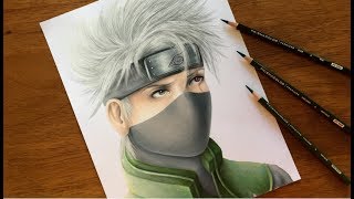 Drawing Naruto Characters  Realistic Kakashi Hatake [upl. by Aihtekal]