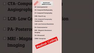 Top Radiology Abbreviations for Medical Coding shorts [upl. by Elie]